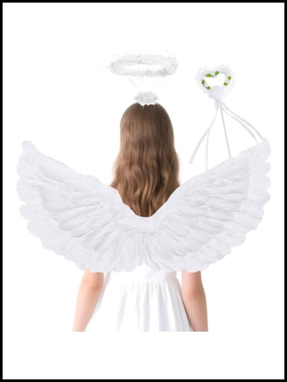 Angel Wings Halo Wand Set 3 Piece Costume Accessory Feather Cosplay Halloween